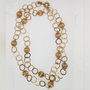 Vtg Francesca Visconti Gold Tone Ball Bead Chain Link Mob Wife Long Necklace 32"